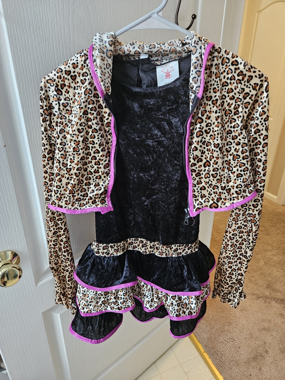 Rubie's Black and Leopard Print Girls' Cat Halloween Costume with Pink Trim